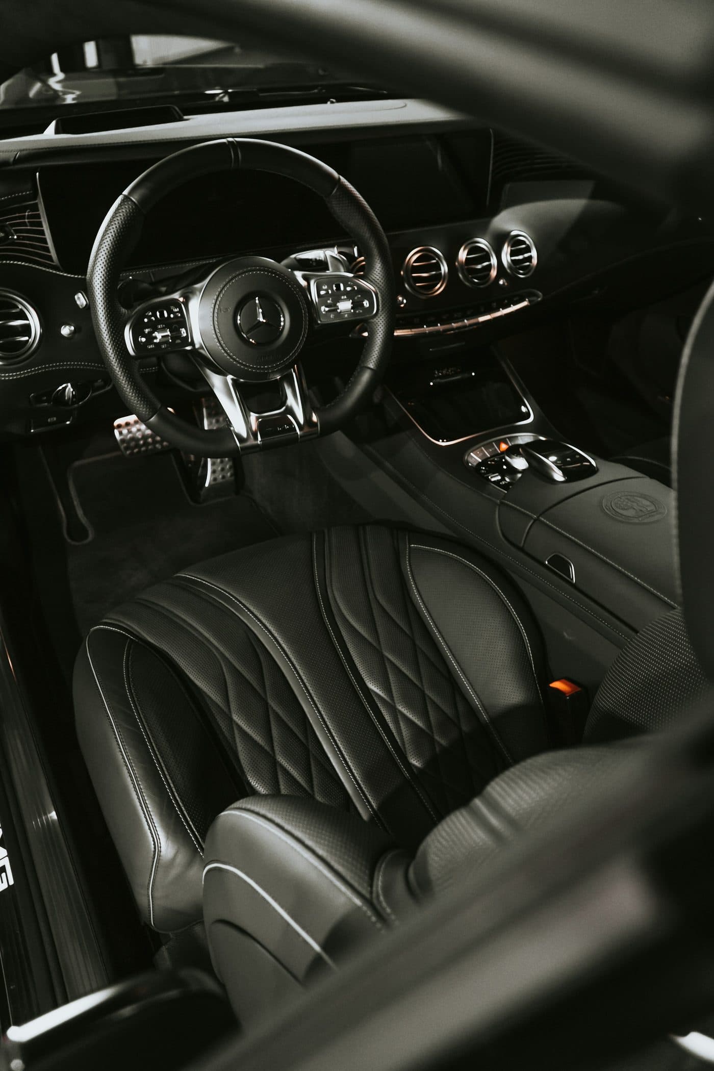 Detailed leather car interior